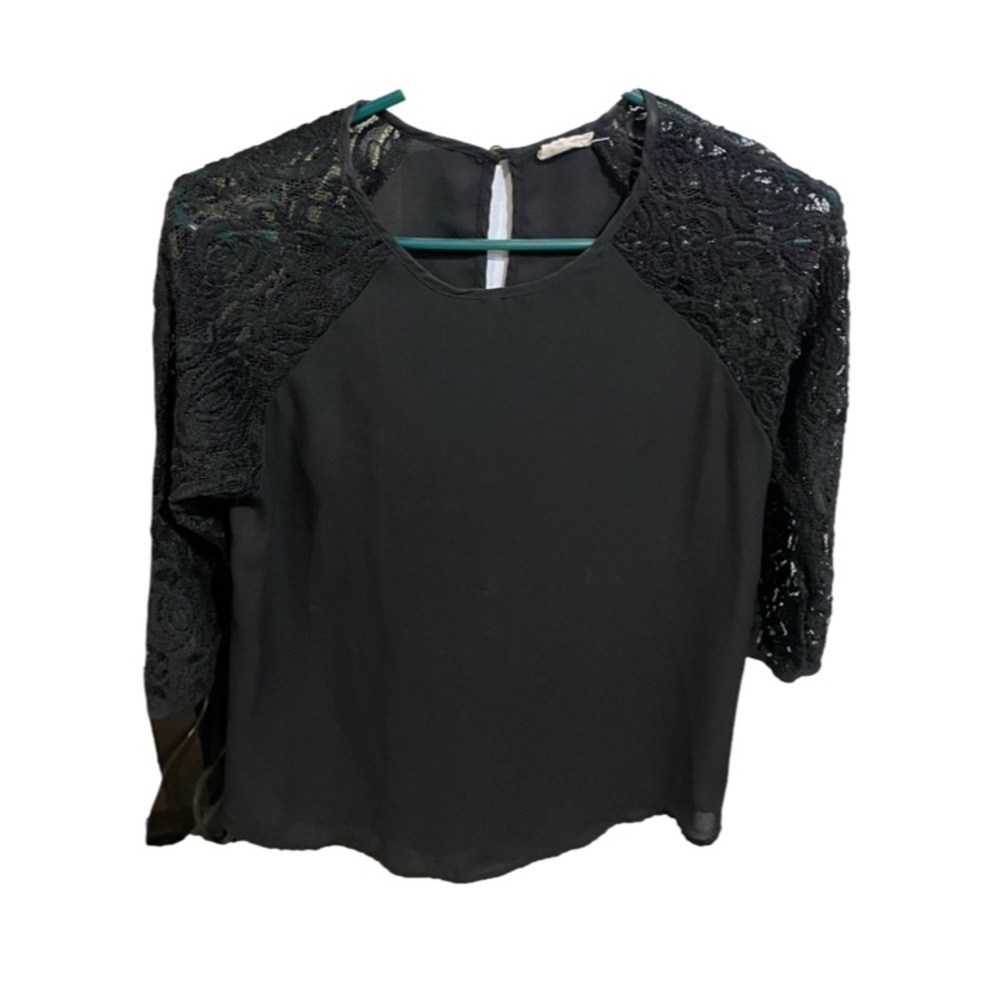 One clothing lace sheer jersey top size small